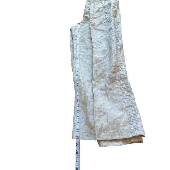 Athleta Blue Coastal Cabo Linen Wide Leg Pants Lagenlook Beachy Basic Size 4 - Picture 13 of 14